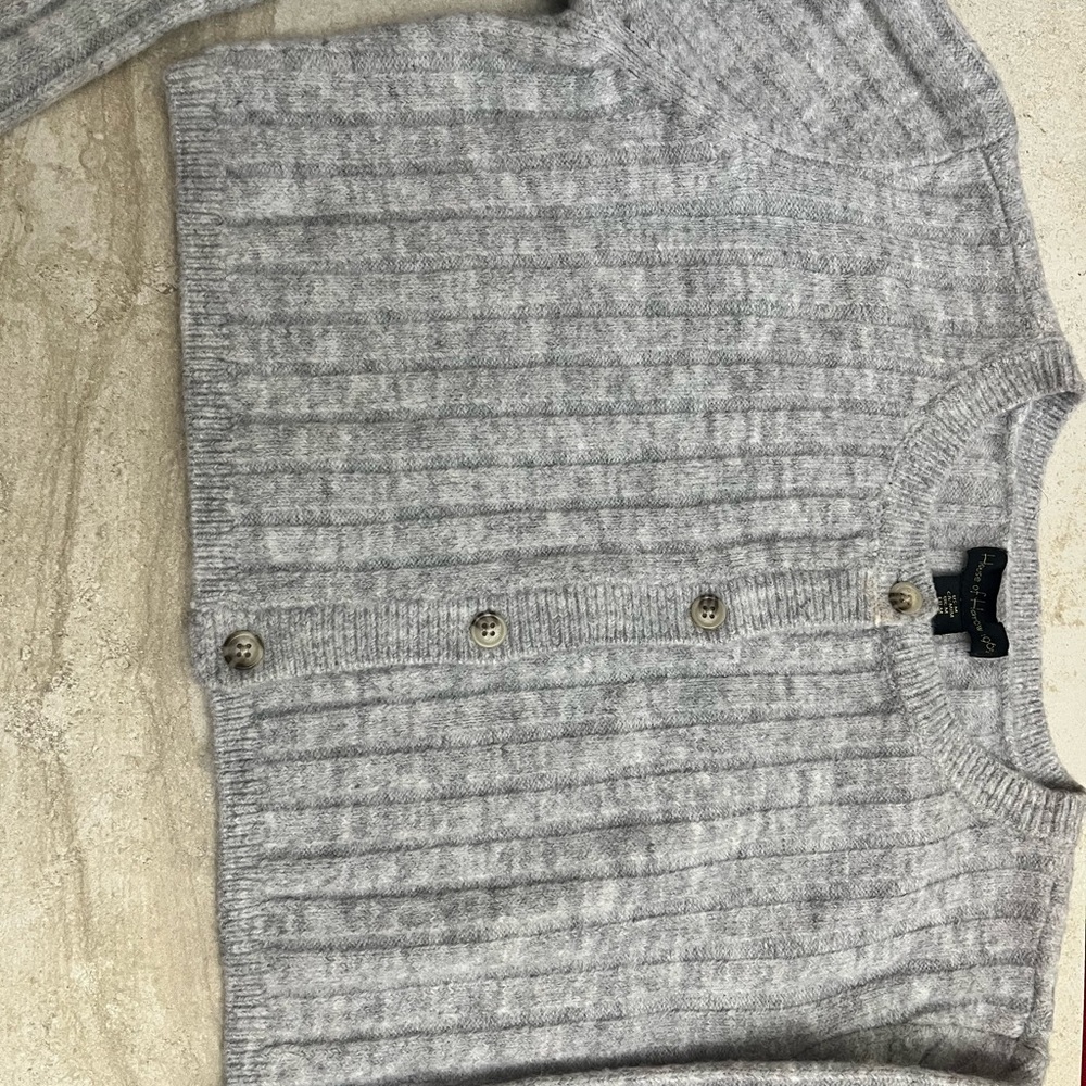Gray Cropped Sweater button front